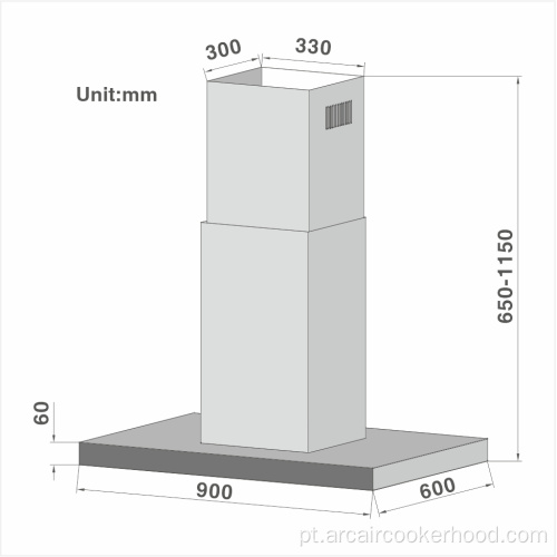 Hood de painel de LED completo em forma de T de ponta